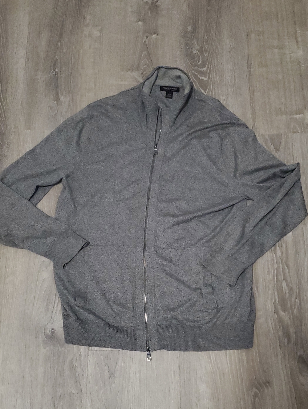 Banana Republic Silk Cotton Cashmere Full-Zip Sweater Large Gray 876449